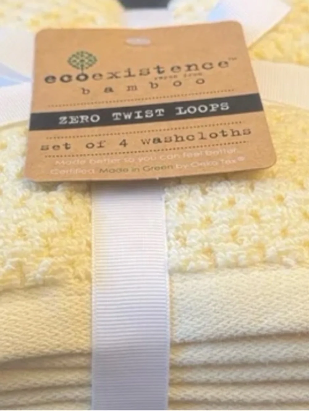 4pc ECOEXISTENCE Bamboo Yellow Zero Twist Loops Bath Wash Towel Set - Daffodil